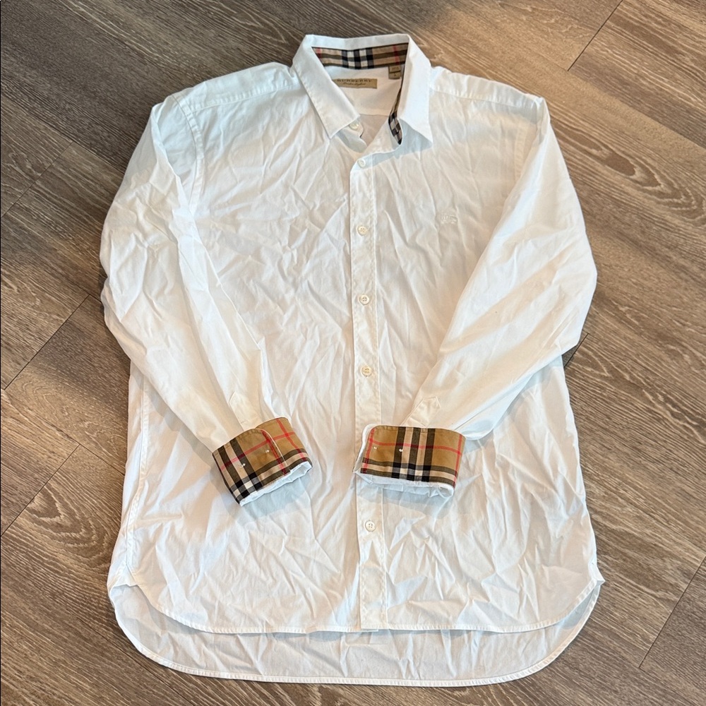 Burberry White Shirt with Plaid Details